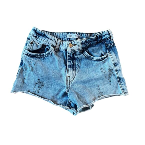 Zara Kids Other - ❤️ 3/$25 Zara Raw Edged Light Wash Denim Shorts with Rhinestones | Kids 11-12